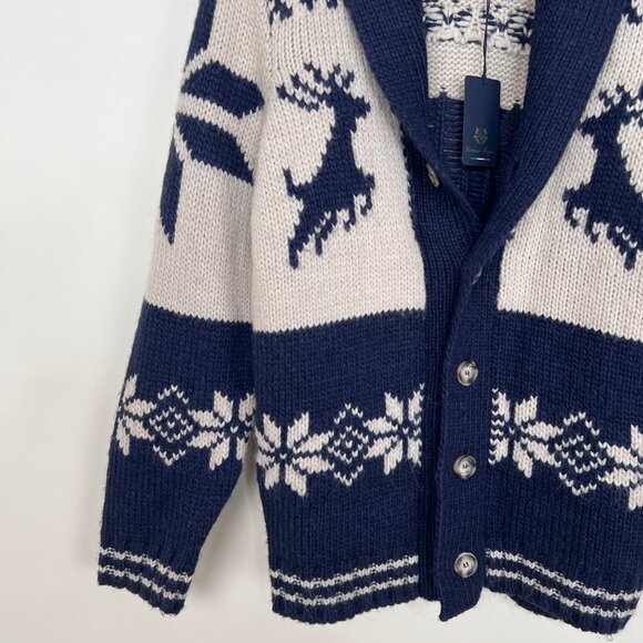 New Alpaca Wool Blend Christmas Cardigan Sweater Winter Fair Isle Knit Oversized - Picture 6 of 11